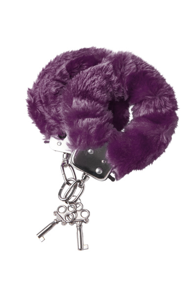 Наручники с мехом,TOYFA Theatre фиолетовый, 28 см, Ø 6