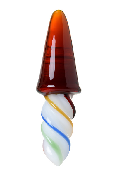 Анальная втулка Sexus Glass,стекло,цветная, 11,6 см, Ø 2,7